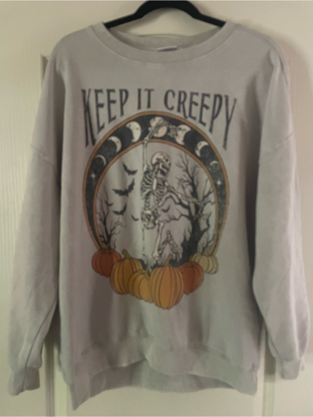 Mighty Fine Light Gray "Keep It Creepy" Crewneck Sweatshirt